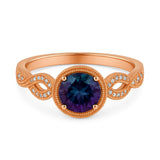 1.15 Ct Round Cut Alexandrite Milgrain Engagement Ring