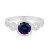 1.15 Ct Round Cut Alexandrite Milgrain Engagement Ring