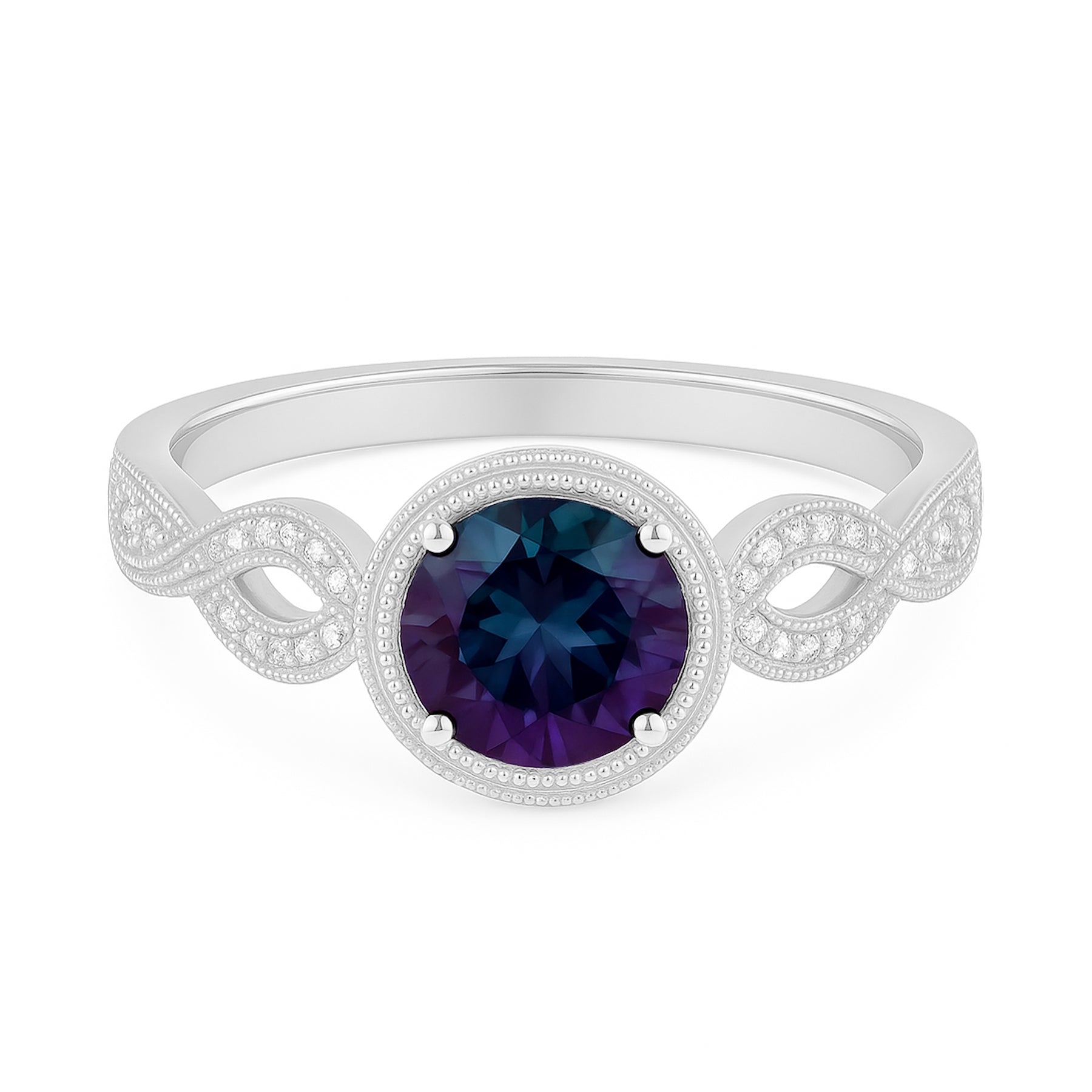 1.15 Ct Round Cut Alexandrite Milgrain Engagement Ring