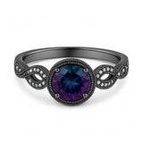 1.15 Ct Round Cut Alexandrite Milgrain Engagement Ring