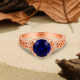 1.25 Ct Round Cut Blue Sapphire Vintage Engagement Ring