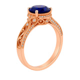 1.25 Ct Round Cut Blue Sapphire Vintage Engagement Ring