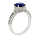 1.25 Ct Round Cut Blue Sapphire Vintage Engagement Ring