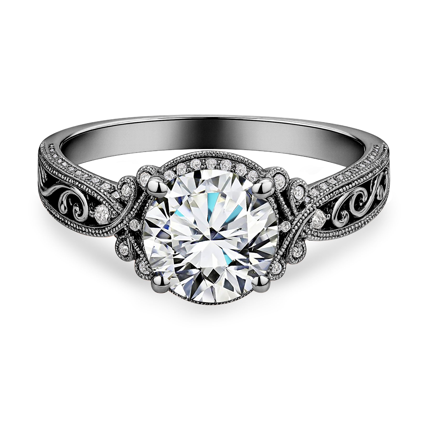 Certified 1.25 Ct Round Lab Diamond Vintage Engagement Ring