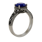 1.25 Ct Round Cut Blue Sapphire Vintage Engagement Ring