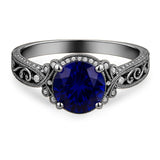 1.25 Ct Round Cut Blue Sapphire Vintage Engagement Ring