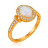 1.35 Ct Oval Cut Halo Lab Created Opal Vintage Ring Engagement Ring