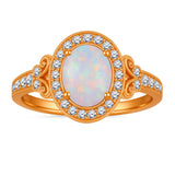 1.35 Ct Oval Cut Halo Lab Created Opal Vintage Ring Engagement Ring