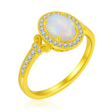 1.35 Ct Oval Cut Halo Lab Created Opal Vintage Ring Engagement Ring