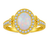1.35 Ct Oval Cut Halo Lab Created Opal Vintage Ring Engagement Ring
