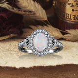 1.35 Ct Oval Cut Halo Lab Created Opal Vintage Ring Engagement Ring