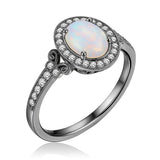 1.35 Ct Oval Cut Halo Lab Created Opal Vintage Ring Engagement Ring