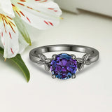 1 Ct Round Cut Lab Alexandrite Floral Solitaire Engagement Ring