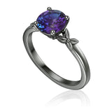 1 Ct Round Cut Lab Alexandrite Floral Solitaire Engagement Ring