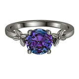 1 Ct Round Cut Lab Alexandrite Floral Solitaire Engagement Ring