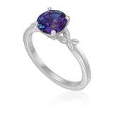 1 Ct Round Cut Lab Alexandrite Floral Solitaire Engagement Ring