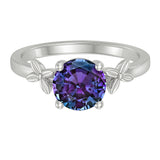 1 Ct Round Cut Lab Alexandrite Floral Solitaire Engagement Ring