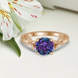 1 Ct Round Cut Lab Alexandrite Floral Solitaire Engagement Ring
