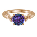 1 Ct Round Cut Lab Alexandrite Floral Solitaire Engagement Ring