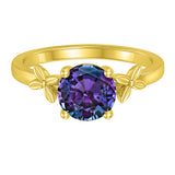 1 Ct Round Cut Lab Alexandrite Floral Solitaire Engagement Ring