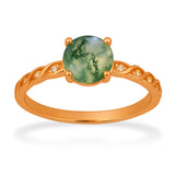 1.05 Ct Round Green Moss Agate Twisted Engagement Ring