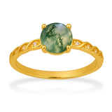 1.05 Ct Round Green Moss Agate Twisted Engagement Ring