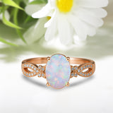 Inifnity 1.35 Ct Oval Cut Lab Created Opal Milgrain Engagement Ring