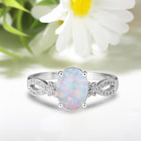 Inifnity 1.35 Ct Oval Cut Lab Created Opal Milgrain Engagement Ring