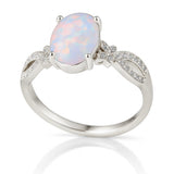 Inifnity 1.35 Ct Oval Cut Lab Created Opal Milgrain Engagement Ring