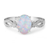 Inifnity 1.35 Ct Oval Cut Lab Created Opal Milgrain Engagement Ring