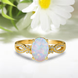 Inifnity 1.35 Ct Oval Cut Lab Created Opal Milgrain Engagement Ring