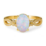 Inifnity 1.35 Ct Oval Cut Lab Created Opal Milgrain Engagement Ring