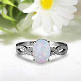 Inifnity 1.35 Ct Oval Cut Lab Created Opal Milgrain Engagement Ring