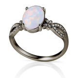 Inifnity 1.35 Ct Oval Cut Lab Created Opal Milgrain Engagement Ring