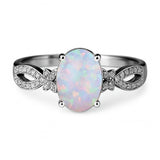 Inifnity 1.35 Ct Oval Cut Lab Created Opal Milgrain Engagement Ring