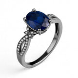 Inifnity 1.35 Ct Oval Cut Blue Sapphire Milgrain Engagement Ring