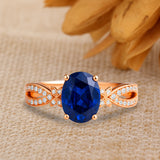 Inifnity 1.35 Ct Oval Cut Blue Sapphire Milgrain Engagement Ring