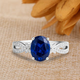 Inifnity 1.35 Ct Oval Cut Blue Sapphire Milgrain Engagement Ring