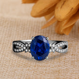 Inifnity 1.35 Ct Oval Cut Blue Sapphire Milgrain Engagement Ring