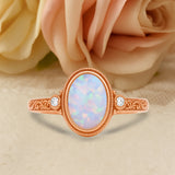 Antique 1.05 Ct Oval Cut Lab Created Opal Engagement Ring
