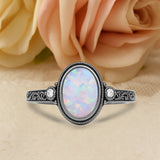 Antique 1.05 Ct Oval Cut Lab Created Opal Engagement Ring