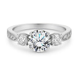 Certified 1.20 Ct Round Lab Diamond Three Stone Engagement Ring