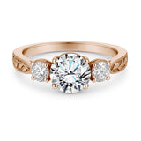 Certified 1.20 Ct Round Lab Diamond Three Stone Engagement Ring