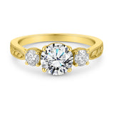 Certified 1.20 Ct Round Lab Diamond Three Stone Engagement Ring