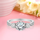 Certified 1.20 Ct Round Lab Diamond Three Stone Engagement Ring