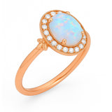 Halo 1.10 Ct Oval Cut Lab Created Opal Engagement Ring