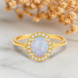 Halo 1.10 Ct Oval Cut Lab Created Opal Engagement Ring