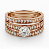 1.15 Ct Round Lab Diamond Pave Trio Set