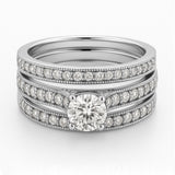 1.15 Ct Round Lab Diamond Pave Trio Set