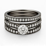 1.15 Ct Round Lab Diamond Pave Trio Set